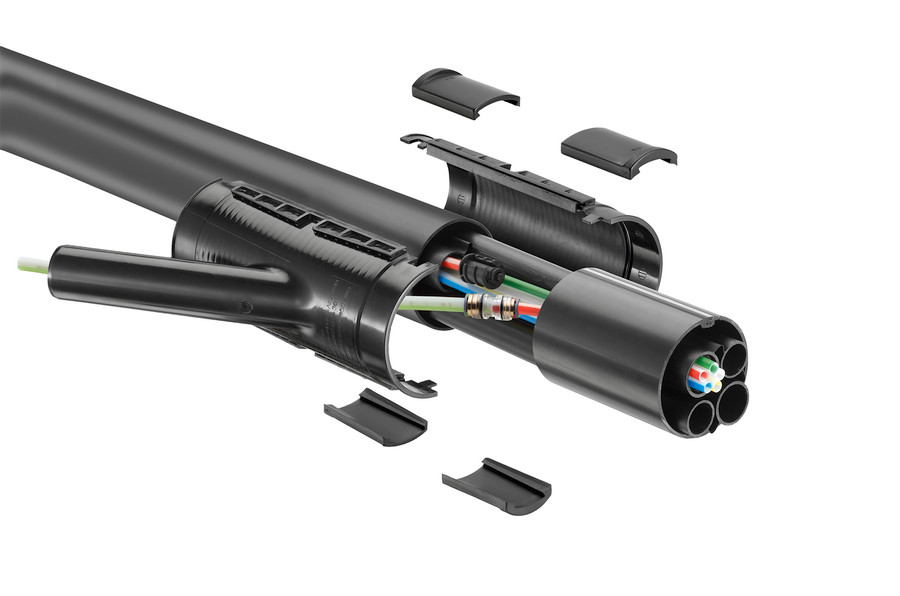 Odgałęzienie za pomocą półrurki odgałęzienie speedpipe HRMA lub kabel z rury PE/PVC.